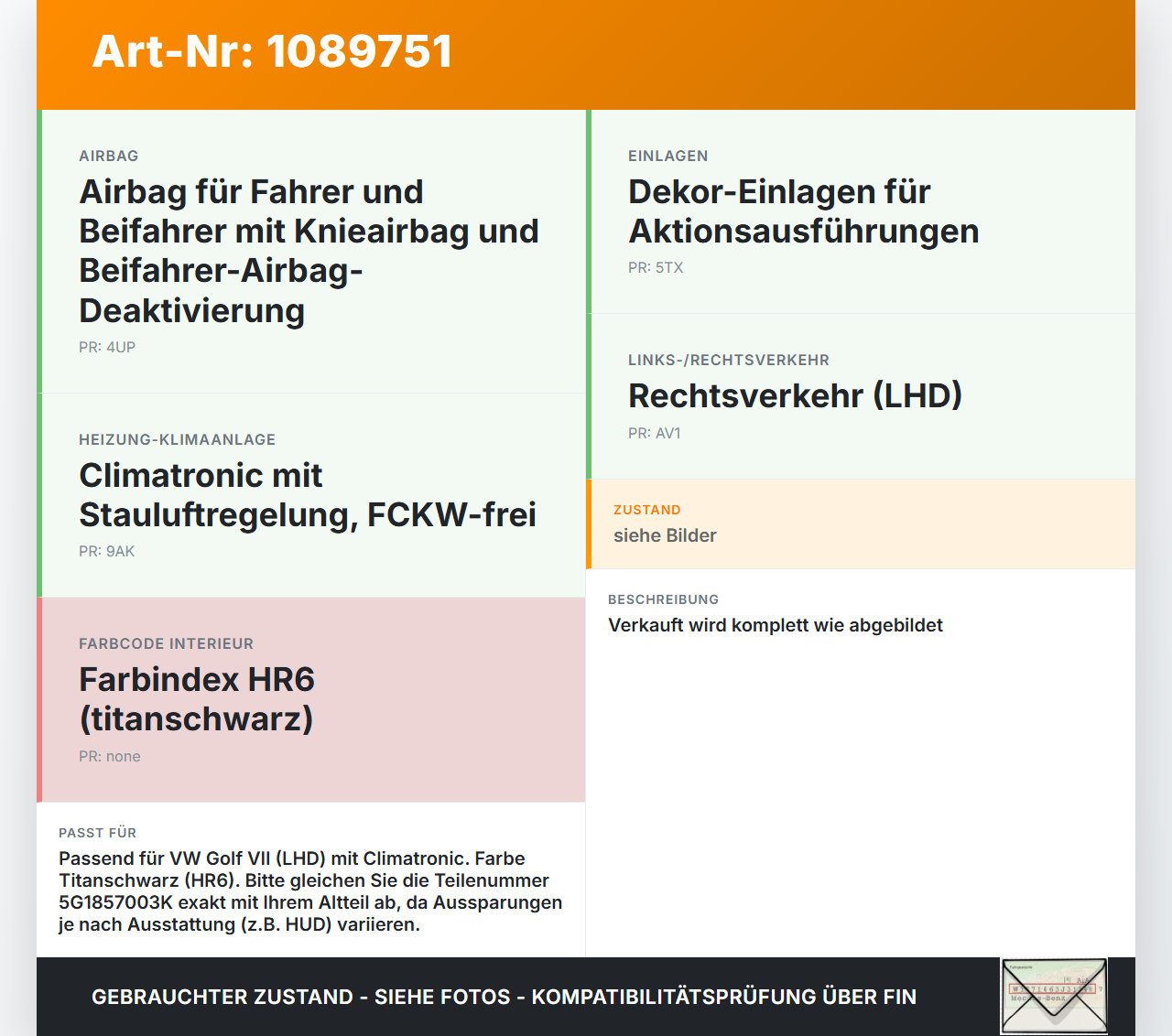 VW Golf VII 7 Variant 13-17 Armaturenbrett Panel komplett VW Golf VII 7 Variant 13-17 11.11.2014 5G1857003K... Vorschau 3