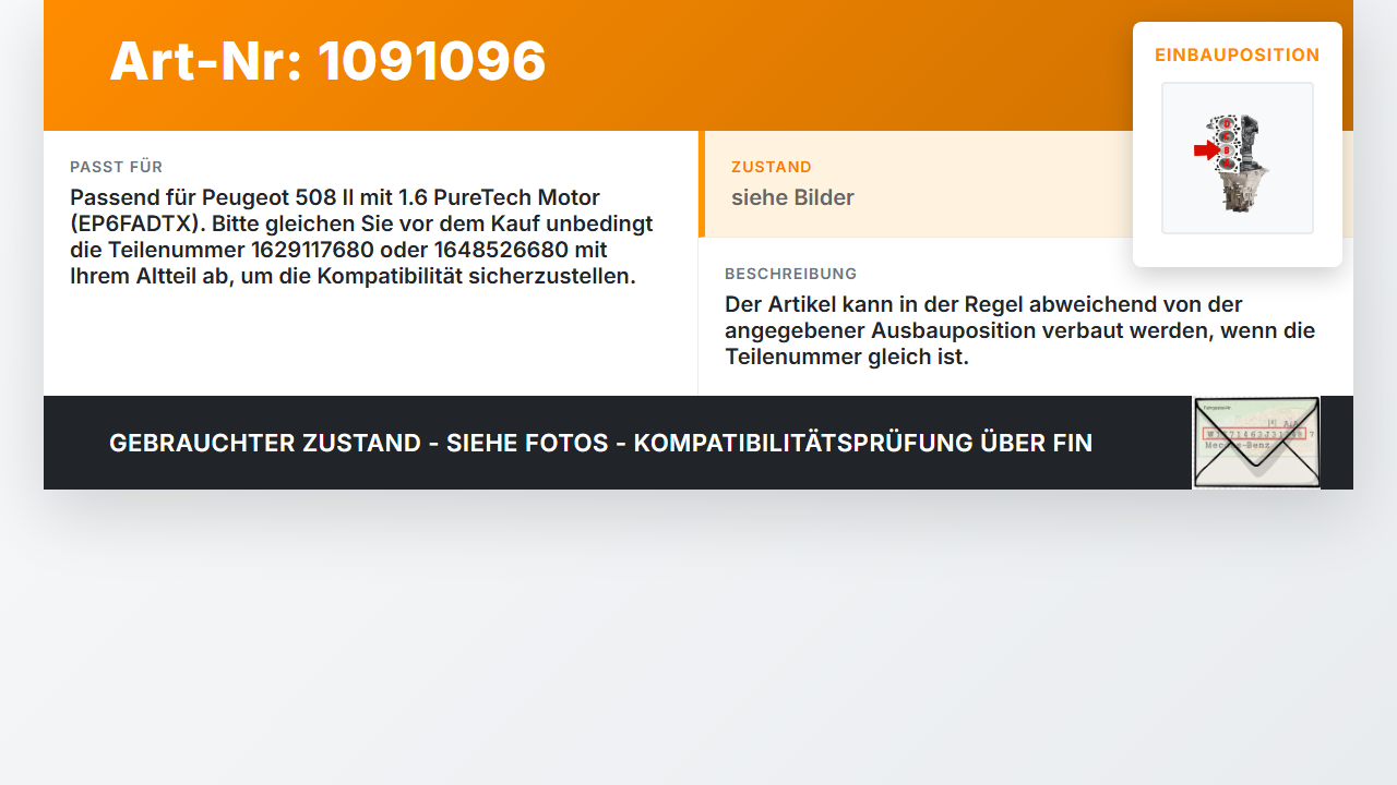 Peugeot 508 II 18-23 1,6 165KW EP6FADTX Kolben mit Pleuel Pos B Peugeot 508 II 18-23 16.07.2019 1629117680 gebraucht Vorschau 3