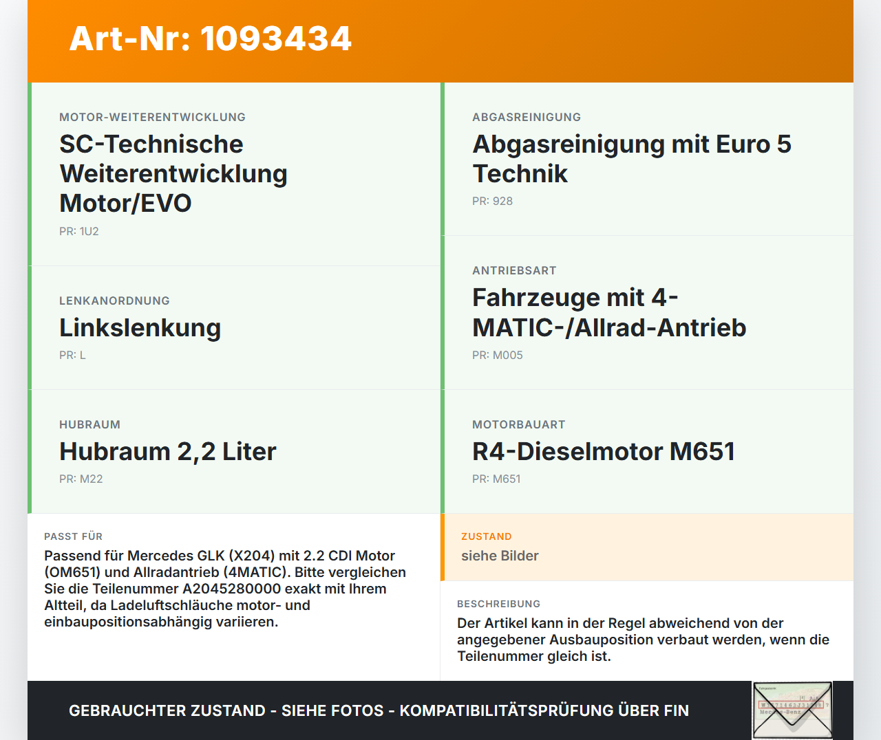 Mercedes GLK X204 12-15 CDI 2,2 125KW Ladeluftschlauch Turboschlauch Ansaugschlauch Mercedes GLK X204 12-15... Vorschau 3