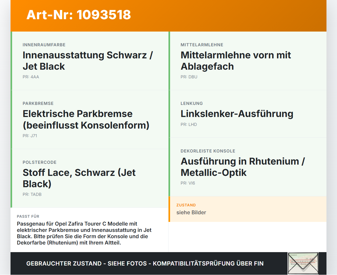 Opel Zafira Tourer C P12 16-19 Mittelkonsole Staufach Ablagefach Opel Zafira Tourer C P12 16-19 27.06.2018 20921453... Vorschau 3