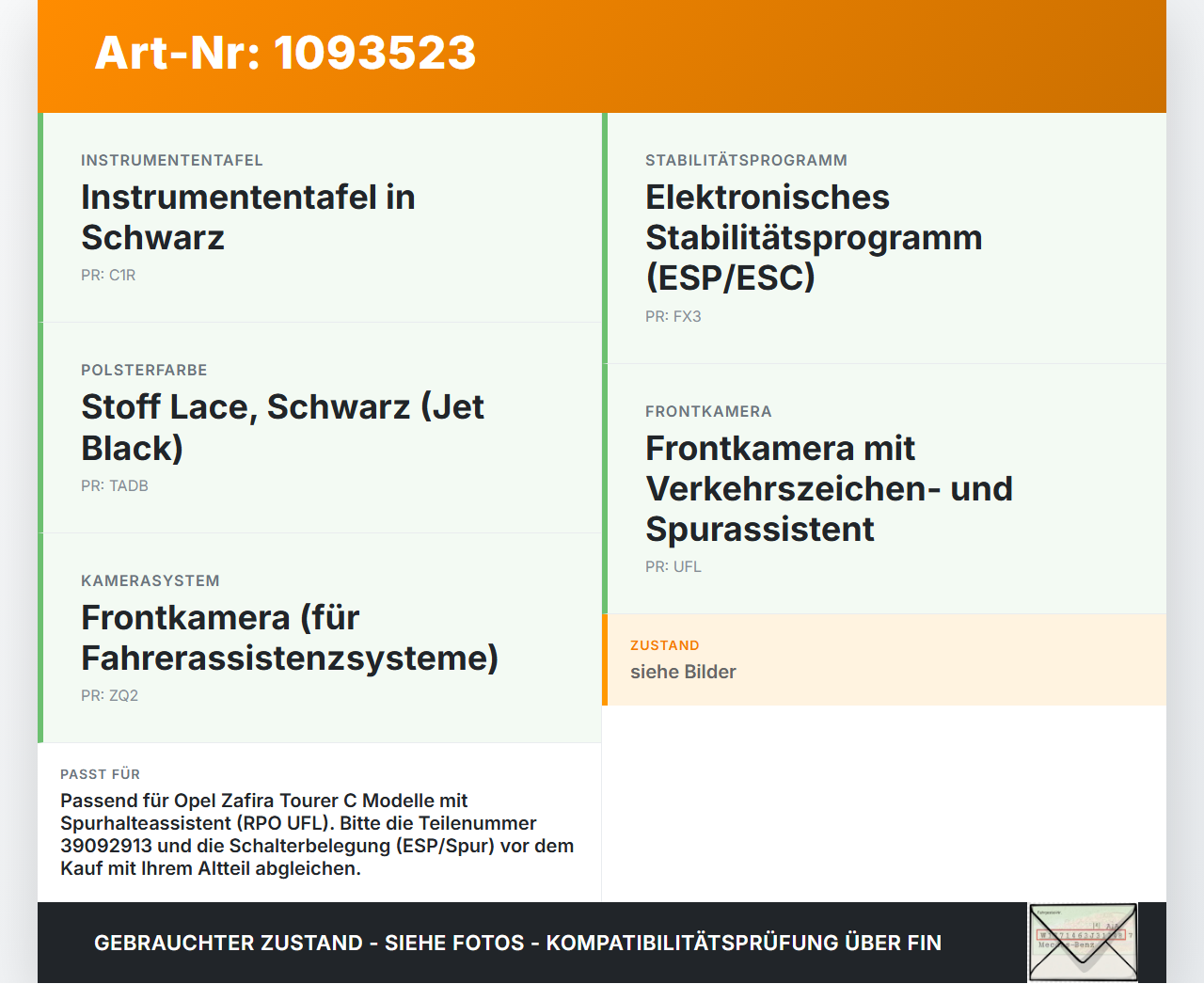Opel Zafira Tourer C P12 16-19 Schalter ESP Off Spurassistent Opel Zafira Tourer C P12 16-19 27.06.2018 39092913... Vorschau 3