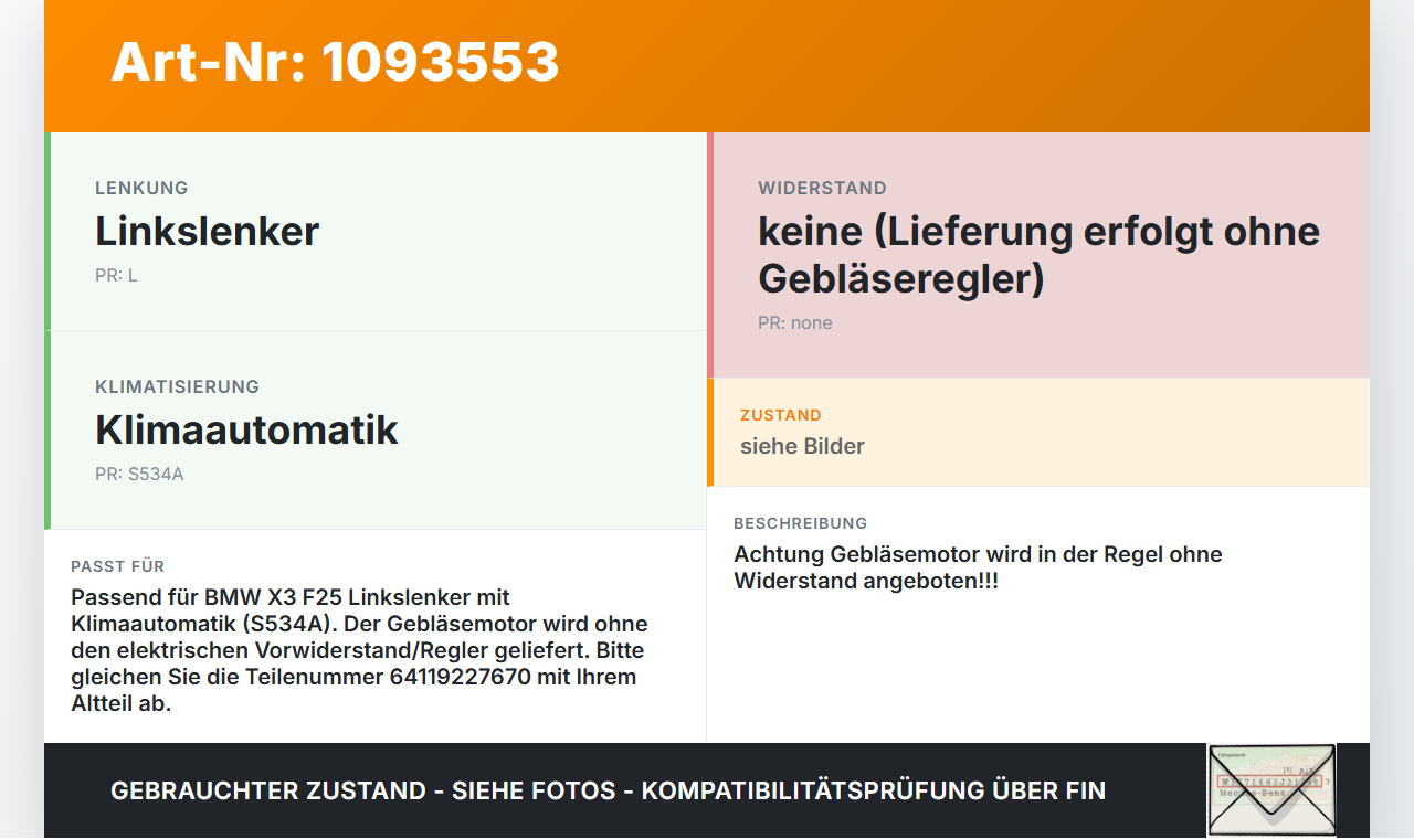 BMW X3 F25 10-14 Gebläsemotor Lüftermotor Heizungsgebläse Innenraumgebläse BMW X3 F25 10-14 22.06.2011 9227670... Vorschau 3