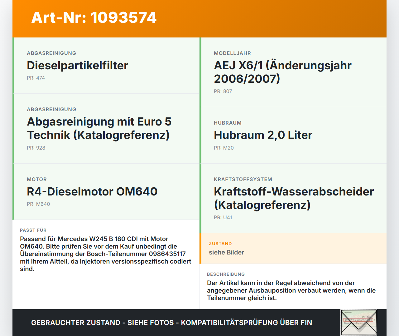 Mercedes W245 B180 05-08 CDI 2,0 80KW Injektor Einspritzdüse Einspritzventil Diesel 2 Mercedes W245 B180 05-08... Vorschau 3