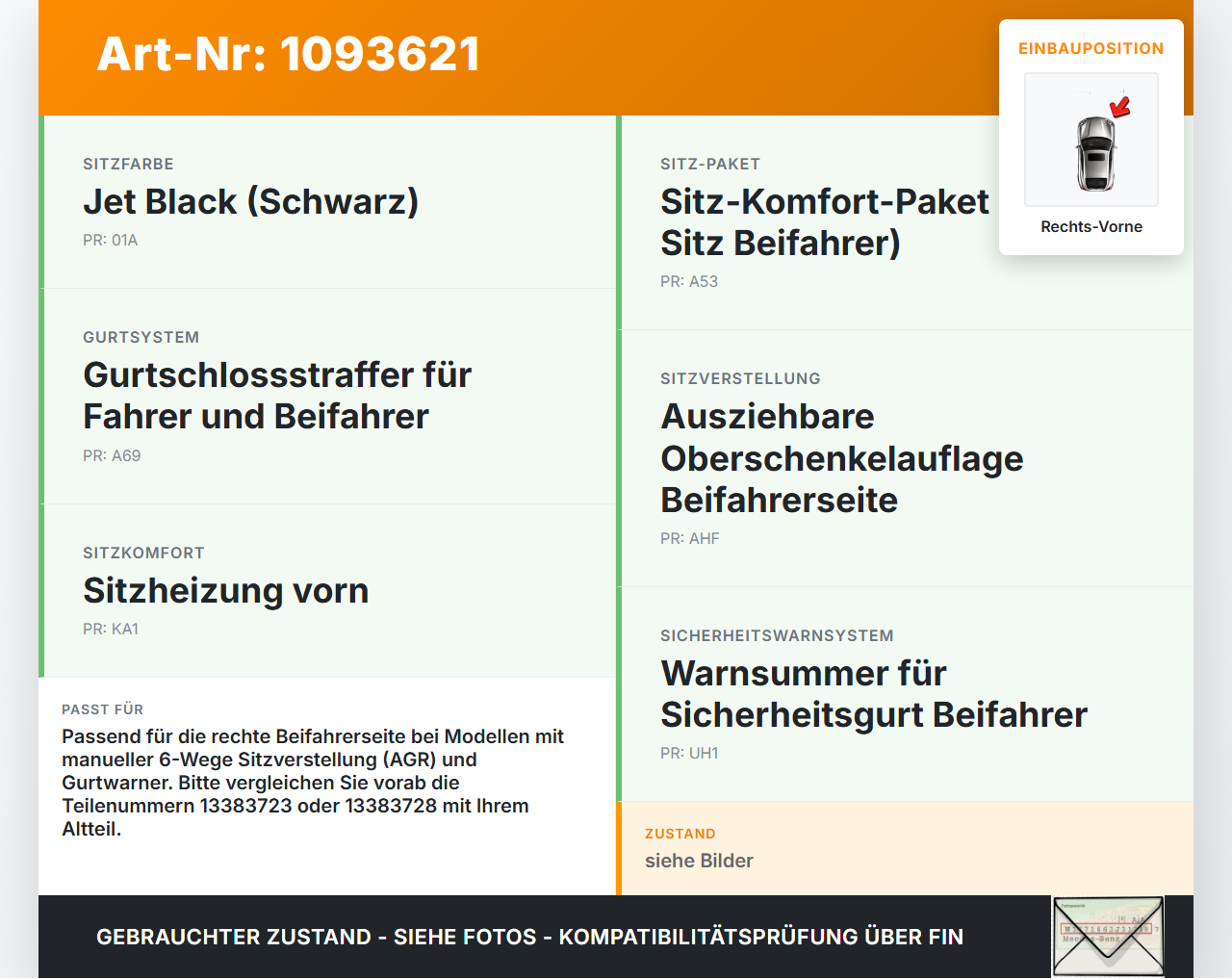 Opel Zafira Tourer C P12 16-19 Gurtschloss Sicherheitsgurt Beifahrersitz Rechts Vorne Opel Zafira Tourer C P12... Vorschau 3