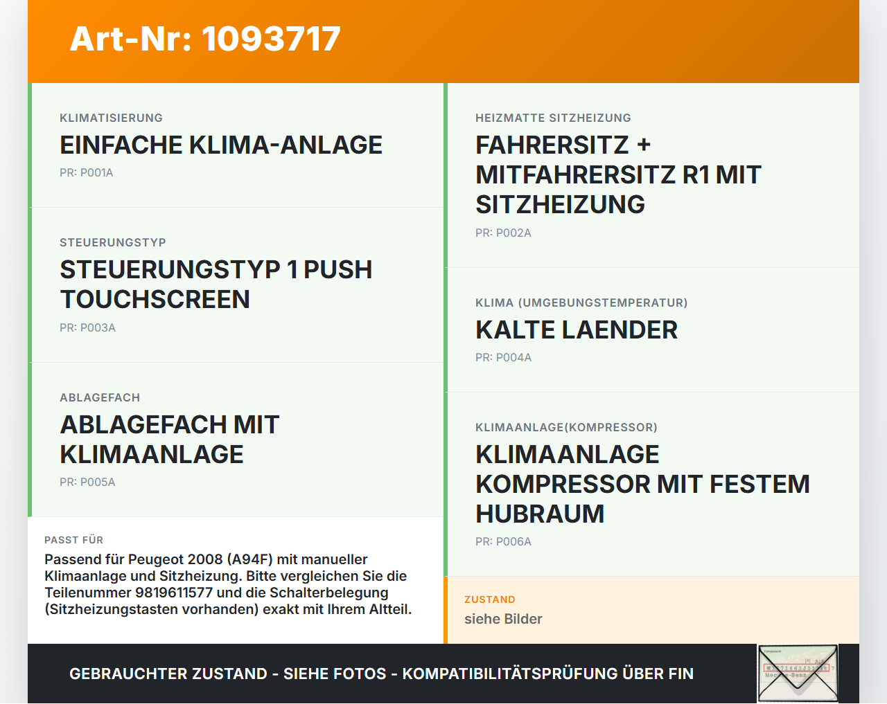 Peugeot 2008 CU 16-19 Bedienteil Bedienelement Heizung Klimabedienteil Peugeot 2008 CU 16-19 22.02.2019 9672248380... Vorschau 3