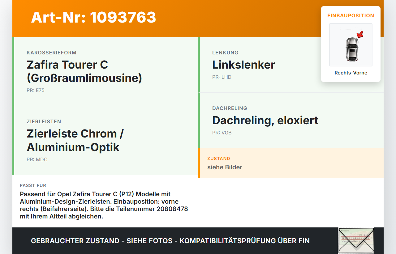 Opel Zafira Tourer C P12 16-19 Leiste Scheibendichtung für Tür Rechts Vorne Opel Zafira Tourer C P12 16-19... Vorschau 3