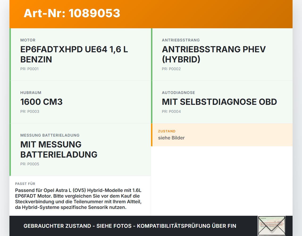 Opel Astra L 21-26 Hybrid 1,6 132KW EP6FADT Ölstandssensor Sensor für Öl Ölsensor Opel Astra L 21-26 27.04.2023... Vorschau 3