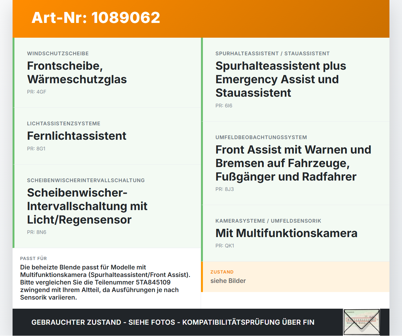 VW Golf 8 VIII 19-24 TSI 1,5 96KW Schwarze Blende für Frontkamera beheizt Kameraheizung VW Golf 8 VIII 19-24... Vorschau 3