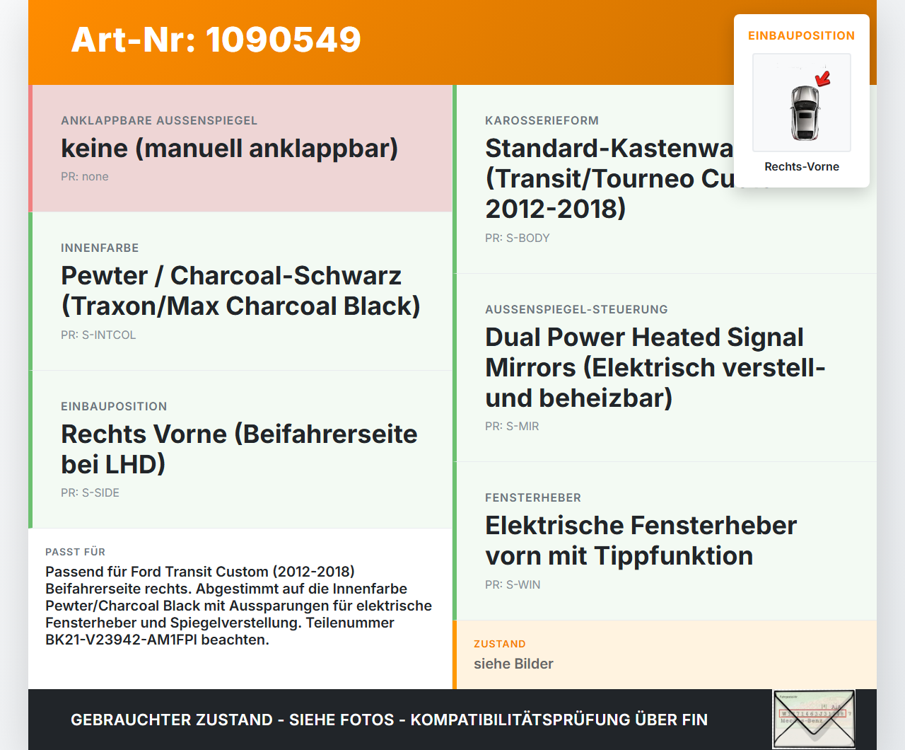 Ford Transit Custom 12-18 Kasten Türverkleidung Türpappe Rechts Vorne Ford Transit Custom 12-18 08.06.2015... Vorschau 3