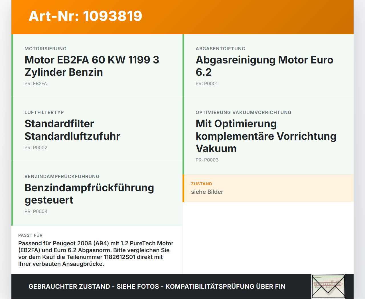 Peugeot 2008 CU 16-19 PureTech 1,2 61KW EB2FA Ansaugbrücke Ansaugkrümmer Peugeot 2008 CU 16-19 22.02.2019... Vorschau 3