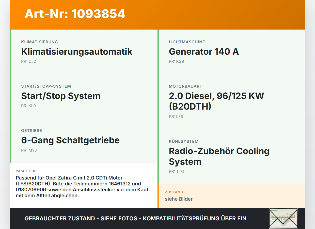 Opel Zafira C P12 16-19 CDTi 2,0 125KW Lüfter Ventilator f. Kühler Opel Zafira C P12 16-19 27.06.2018 13338843... Vorschau 3