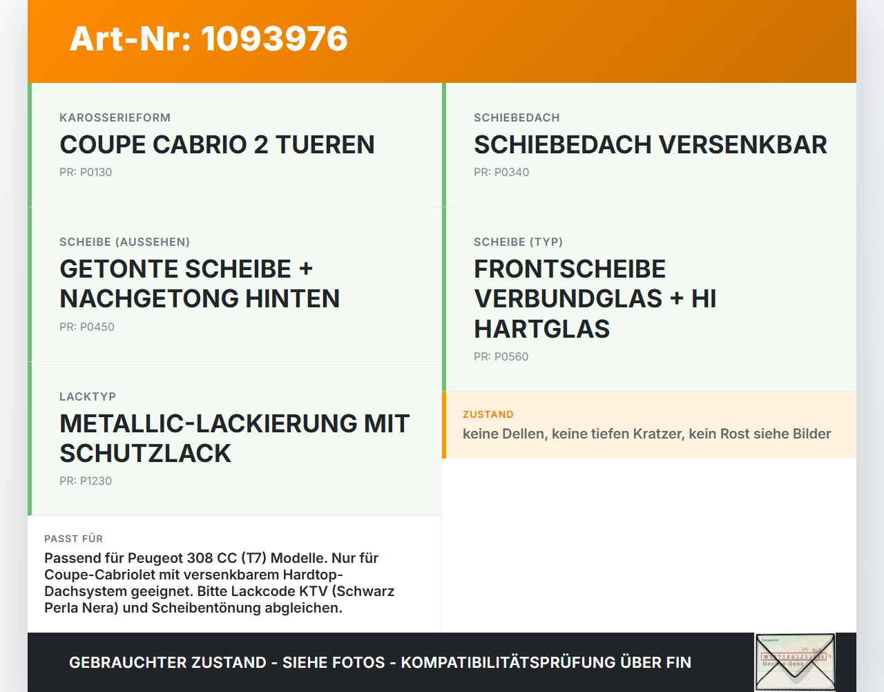 Peugeot 308 CC 07-11 Hardtop Peugeot 308 CC 07-11 31.03.2011 8301AP gebraucht Vorschau 3