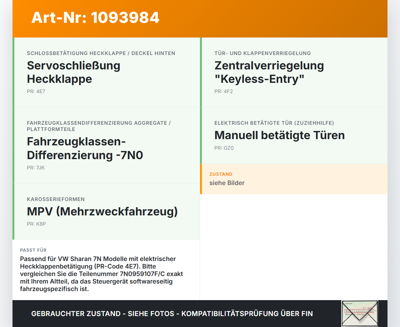 VW Sharan 7N II 10-15 Steuergerät ECU Modul SG für Elektrische Heckklappe VW Sharan 7N II 10-15 09.05.2012... Vorschau 3