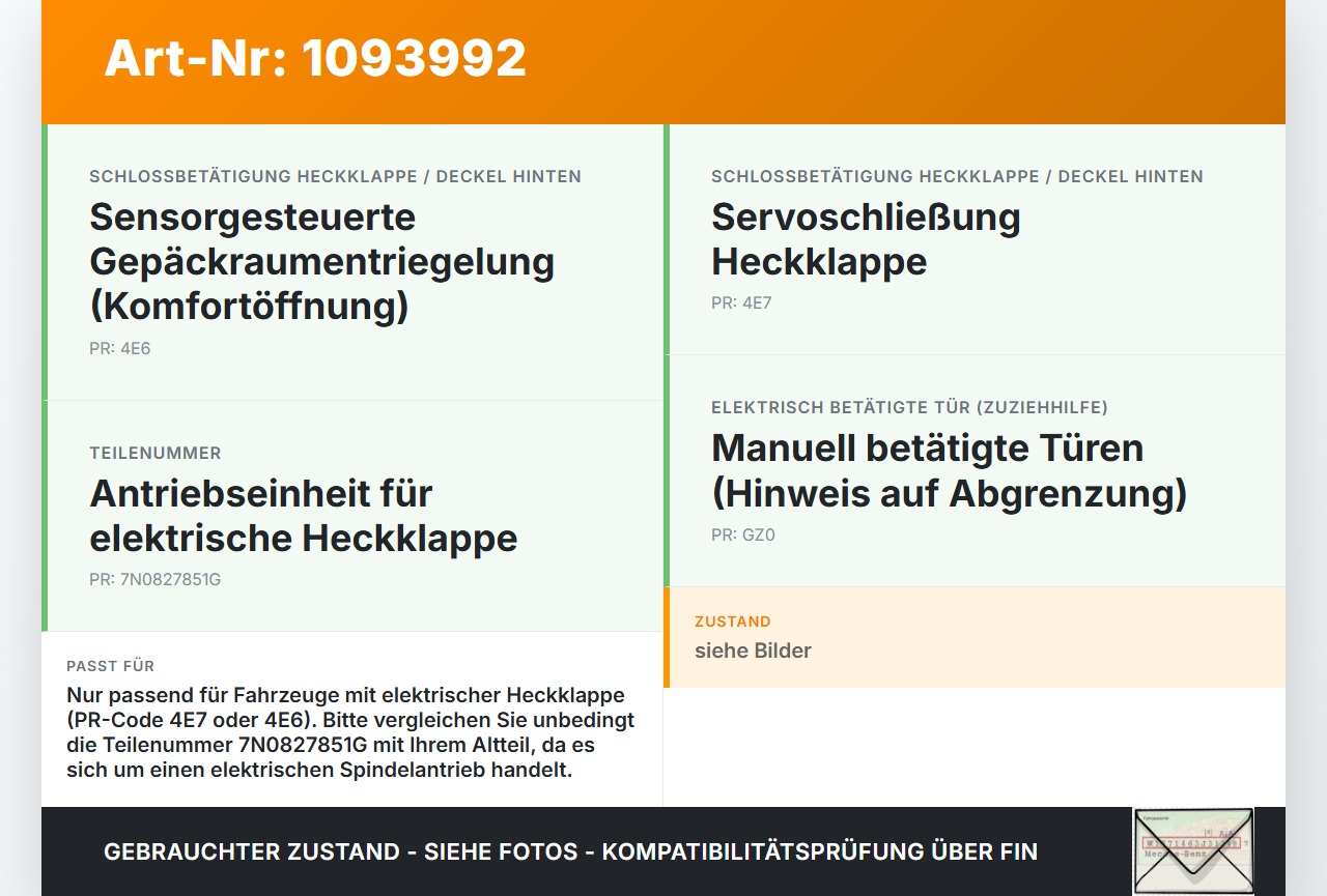 VW Sharan 7N II 10-15 2x Dämpfer für Elektr. Heckklappe Gasdruckfeder VW Sharan 7N II 10-15 09.05.2012 7N0827851G... Vorschau 3