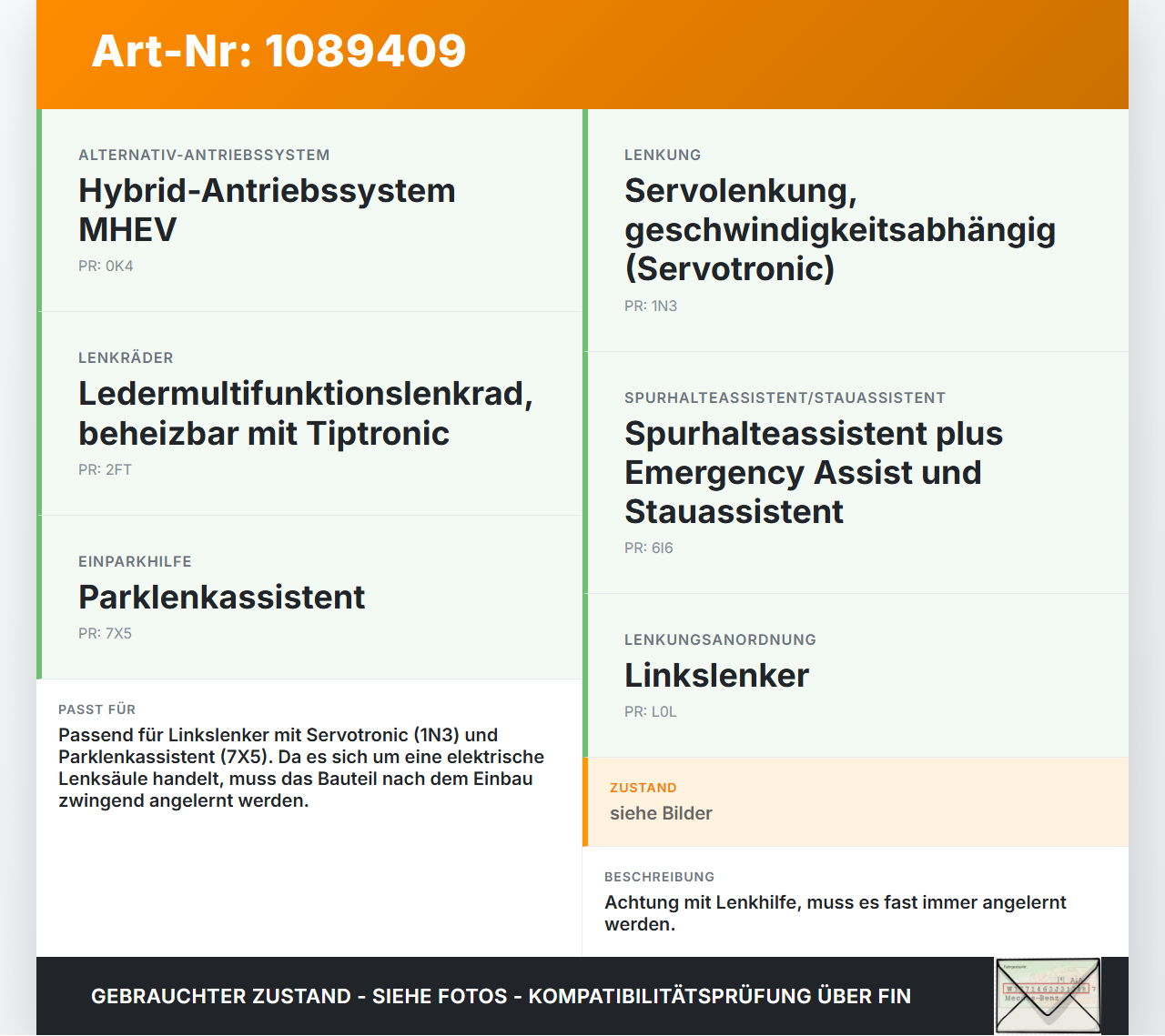 VW Golf 8 VIII 19-24 Lenkhilfe Lenksäule elektrisch VW Golf 8 VIII 19-24 14.08.2023 4532019550 4532.004.251 gebraucht Vorschau 3