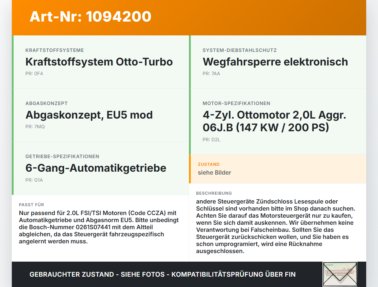 VW Sharan 7N II 10-15 FSI 2,0 147KW Steuergerät ECU für Motor Motorsteuergerät VW Sharan 7N II 10-15 09.05.2012... Vorschau 3