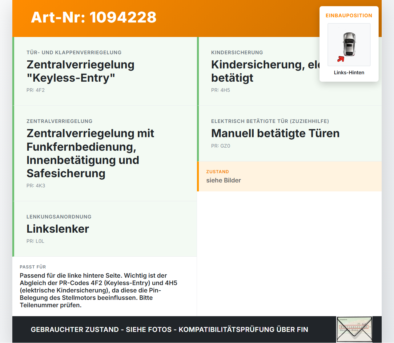 VW Sharan 7N II 10-15 Türschloss m. ZV Stellmotor Links Hinten VW Sharan 7N II 10-15 09.05.2012 7N0839015K... Vorschau 3