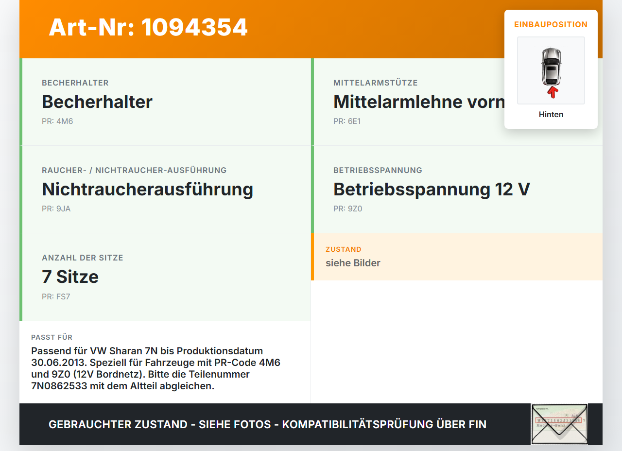 VW Sharan 7N II 10-15 Becherhalter Getränkehalter für Mittelkonsole Hinten VW Sharan 7N II 10-15 09.05.2012... Vorschau 3