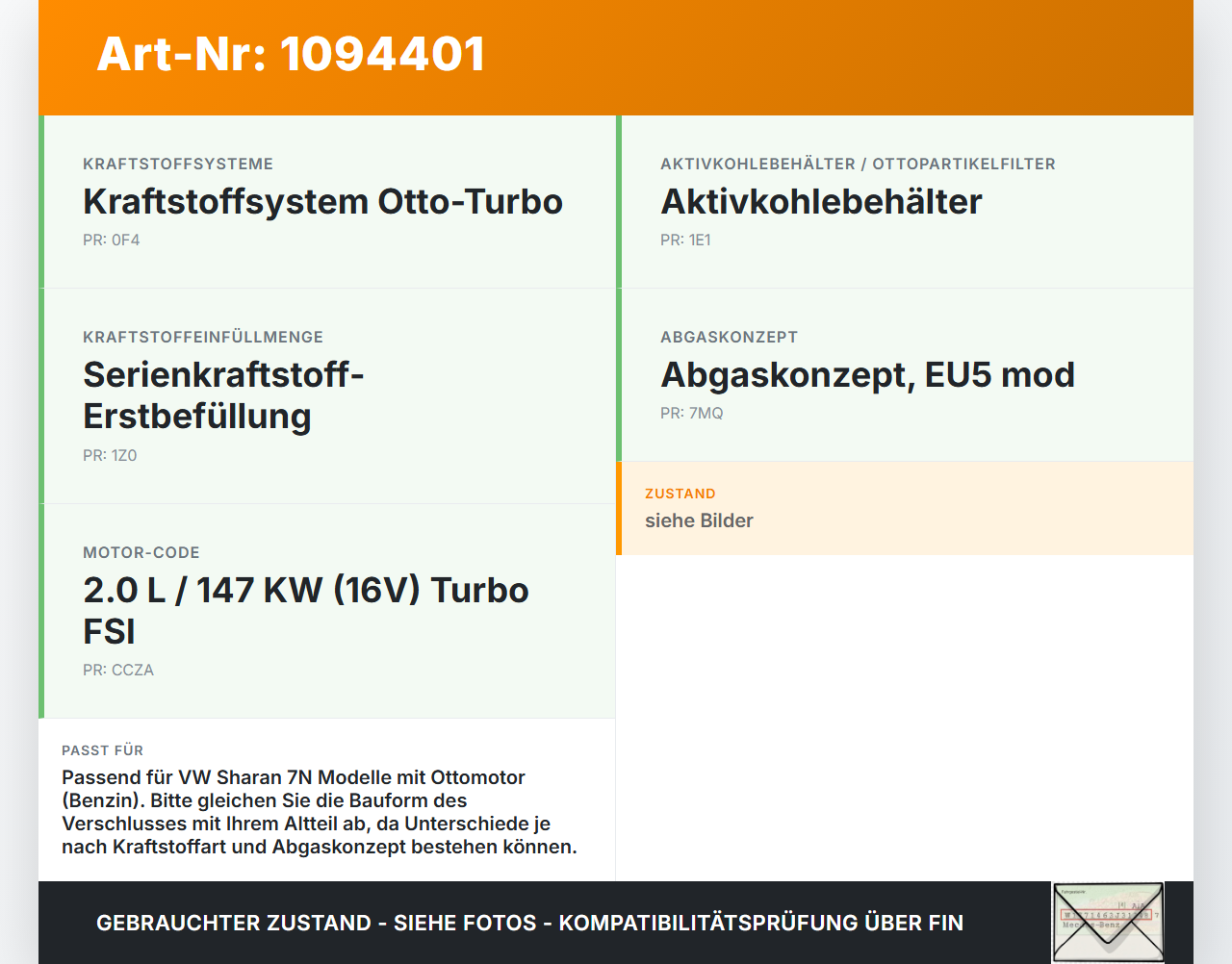 VW Sharan 7N II 10-15 Tankdeckel Verschluss Tankverschluss VW Sharan 7N II 10-15 09.05.2012 5Q0201550J gebraucht Vorschau 3