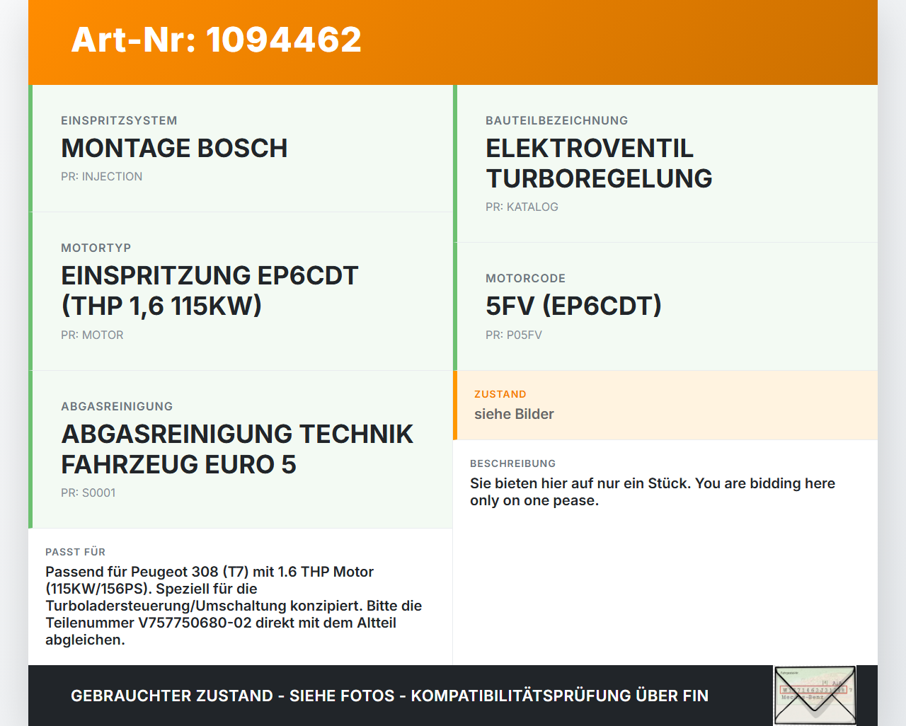 Peugeot 308 CC 07-11 THP 1,6 115KW Magnetventil Umschaltventil Peugeot 308 CC 07-11 31.03.2011 1922V6 V757750680-02... Vorschau 3