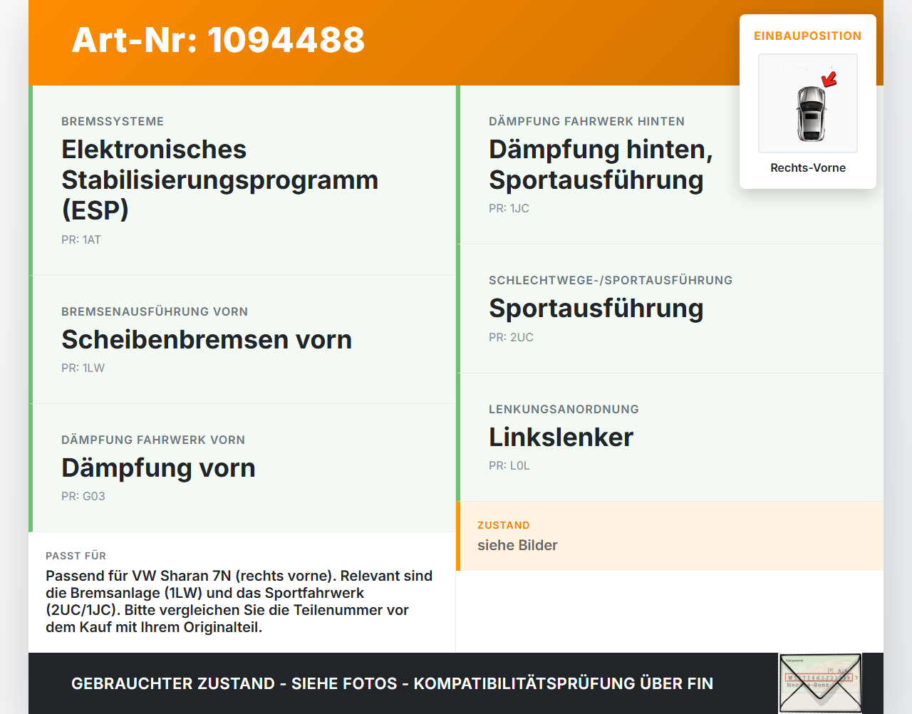 VW Sharan 7N II 10-15 FSI 2,0 147KW Achsschenkel Radnabe mit ABS Rechts Vorne VW Sharan 7N II 10-15 09.05.2012... Vorschau 3