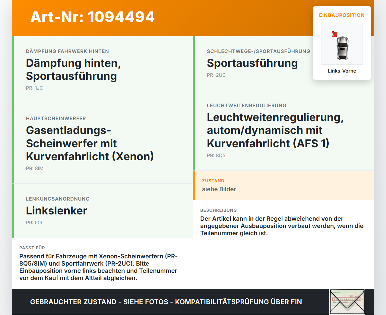 VW Sharan 7N II 10-15 Niveausensor Xenon LWR Sensor Neigung Links Vorne VW Sharan 7N II 10-15 09.05.2012 3C0412521B... Vorschau 3
