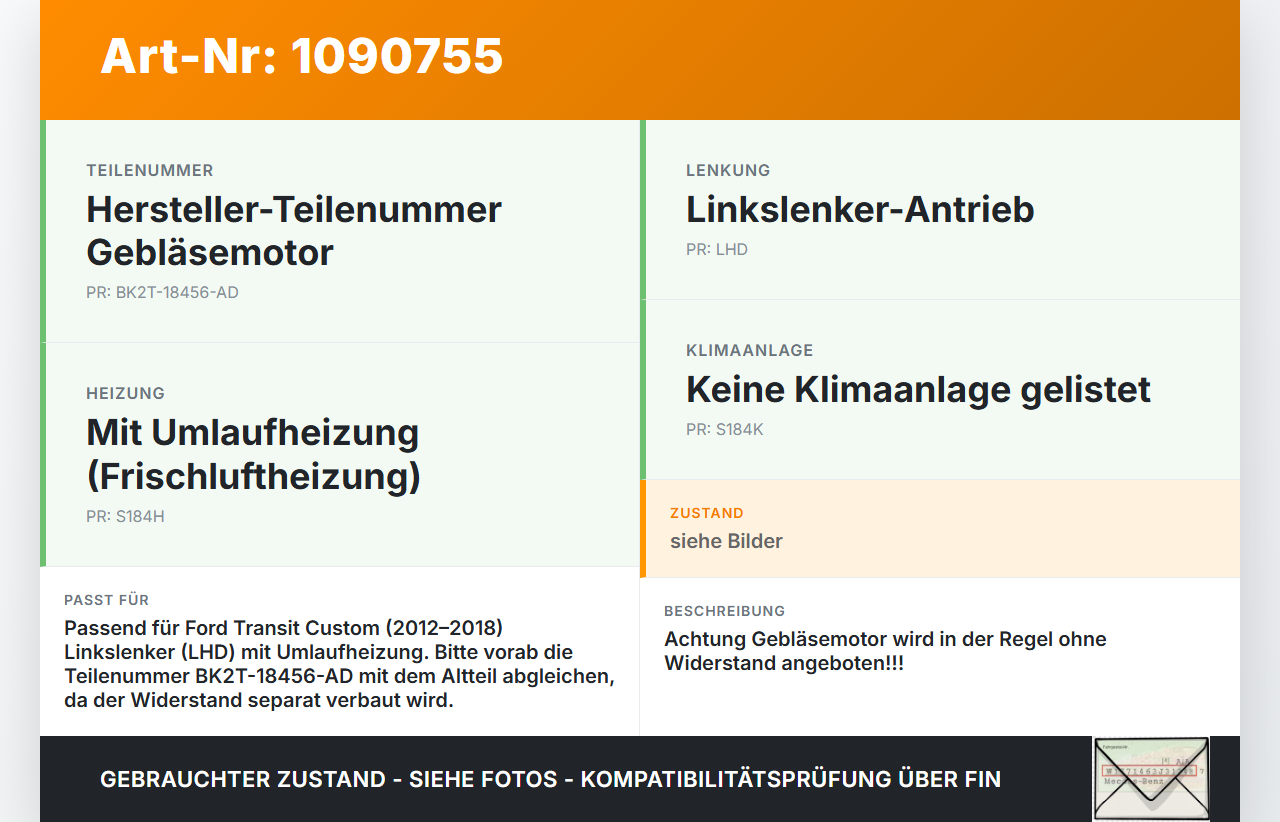 Ford Transit Custom 12-18 Gebläsemotor Lüftermotor Heizungsgebläse Ford Transit Custom 12-18 08.06.2015... Vorschau 3