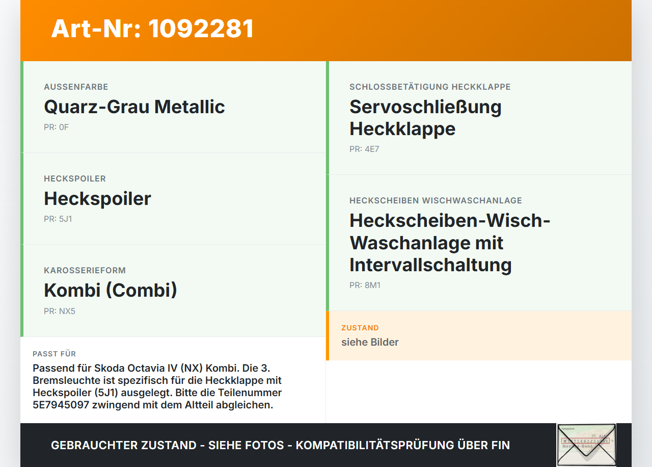 Skoda Octavia IV NX 20-24 Kombi Bremslicht 3te Bremsleuchte für Klappe Skoda Octavia IV NX 20-24 26.04.2021... Vorschau 3