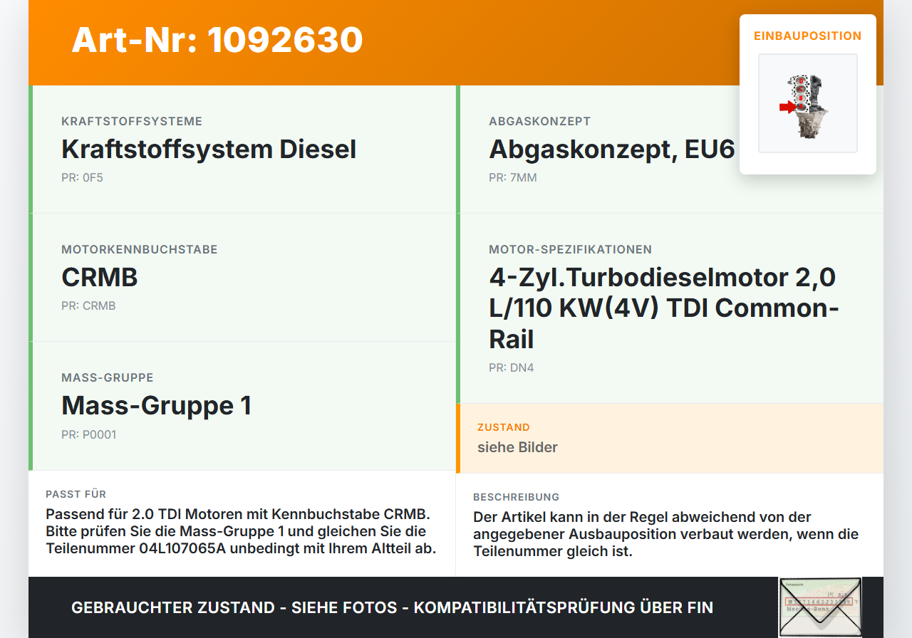 Skoda Octavia III 5E 17-20 TDI 2,0 110KW CRMB Kolben mit Pleuel Pos A Skoda Octavia III 5E 17-20 03.01.2018... Vorschau 3