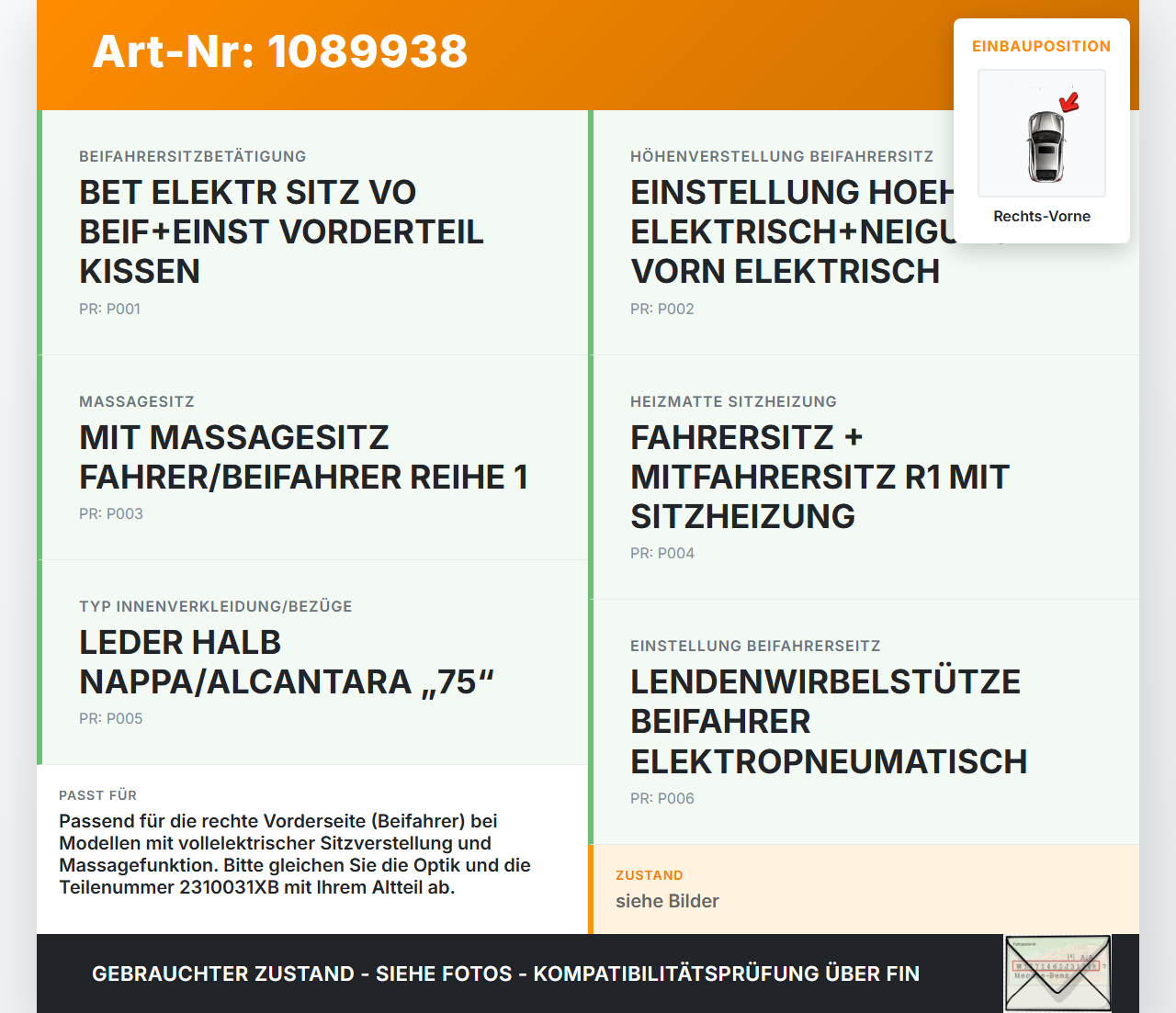 Peugeot 508 II 18-23 1,6 165KW Hebel Griff für Sitzverstellung Rechts Vorne Peugeot 508 II 18-23 16.07.2019... Vorschau 3