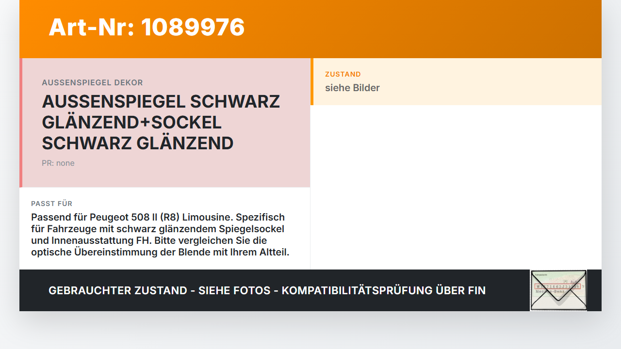 Peugeot 508 II 18-23 Blende Innen Auflage Applikation für Spiegelfuß Peugeot 508 II 18-23 16.07.2019 gebraucht Vorschau 3
