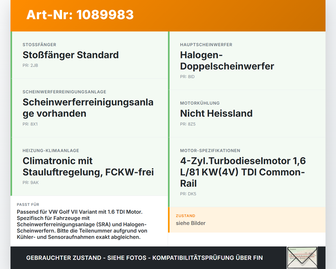 VW Golf VII 7 Variant 13-17 TDI 1,6 81KW Schlossträger Frontmaske Träger VW Golf VII 7 Variant 13-17 11.11.2014... Vorschau 3