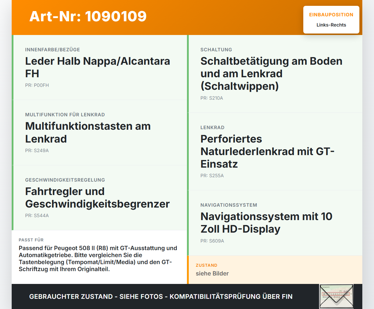 Peugeot 508 II 18-23 Lenkradschalter Multifunktionstasten Schalter für Lenkrad Rechts und Links Peugeot 508 II... Vorschau 3