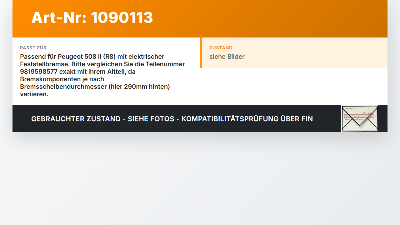 Peugeot 508 II 18-23 Elektrische Feststellbremse Peugeot 508 II 18-23 16.07.2019 9819598577 gebraucht Vorschau 3