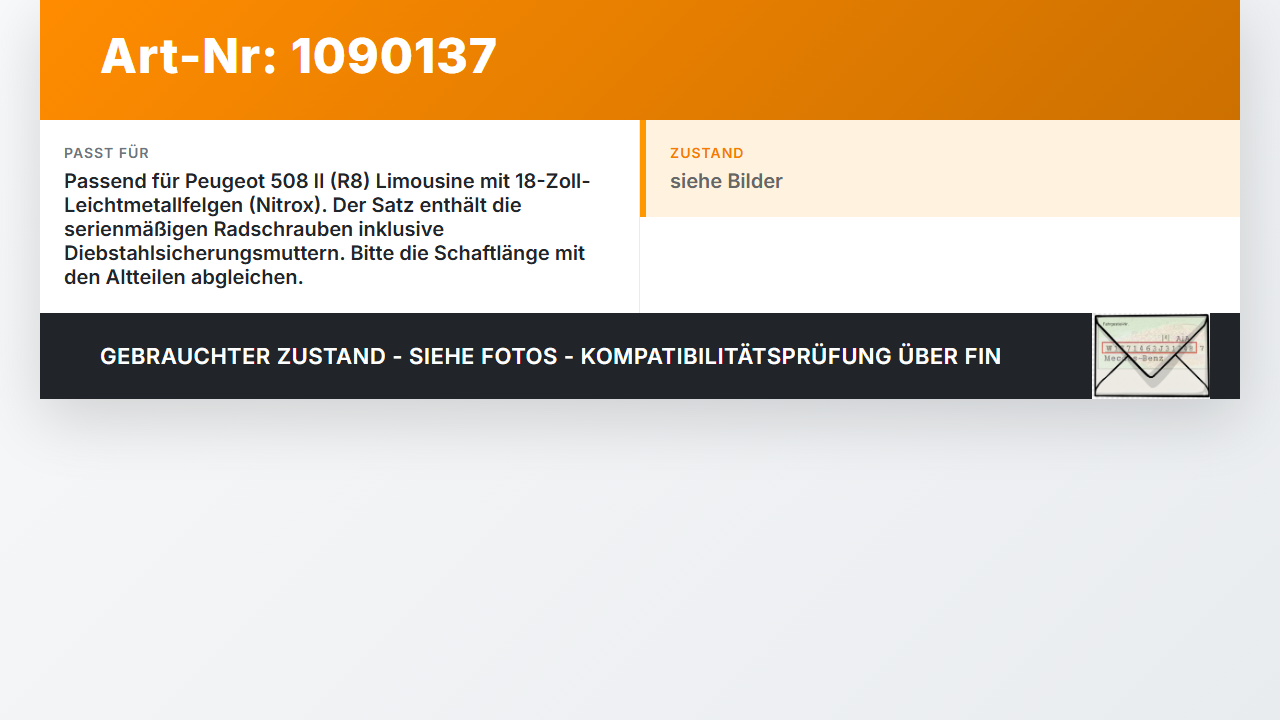 Peugeot 508 II 18-23 Satz Radschrauben Schraube Radbolzen Peugeot 508 II 18-23 16.07.2019 gebraucht Vorschau 3