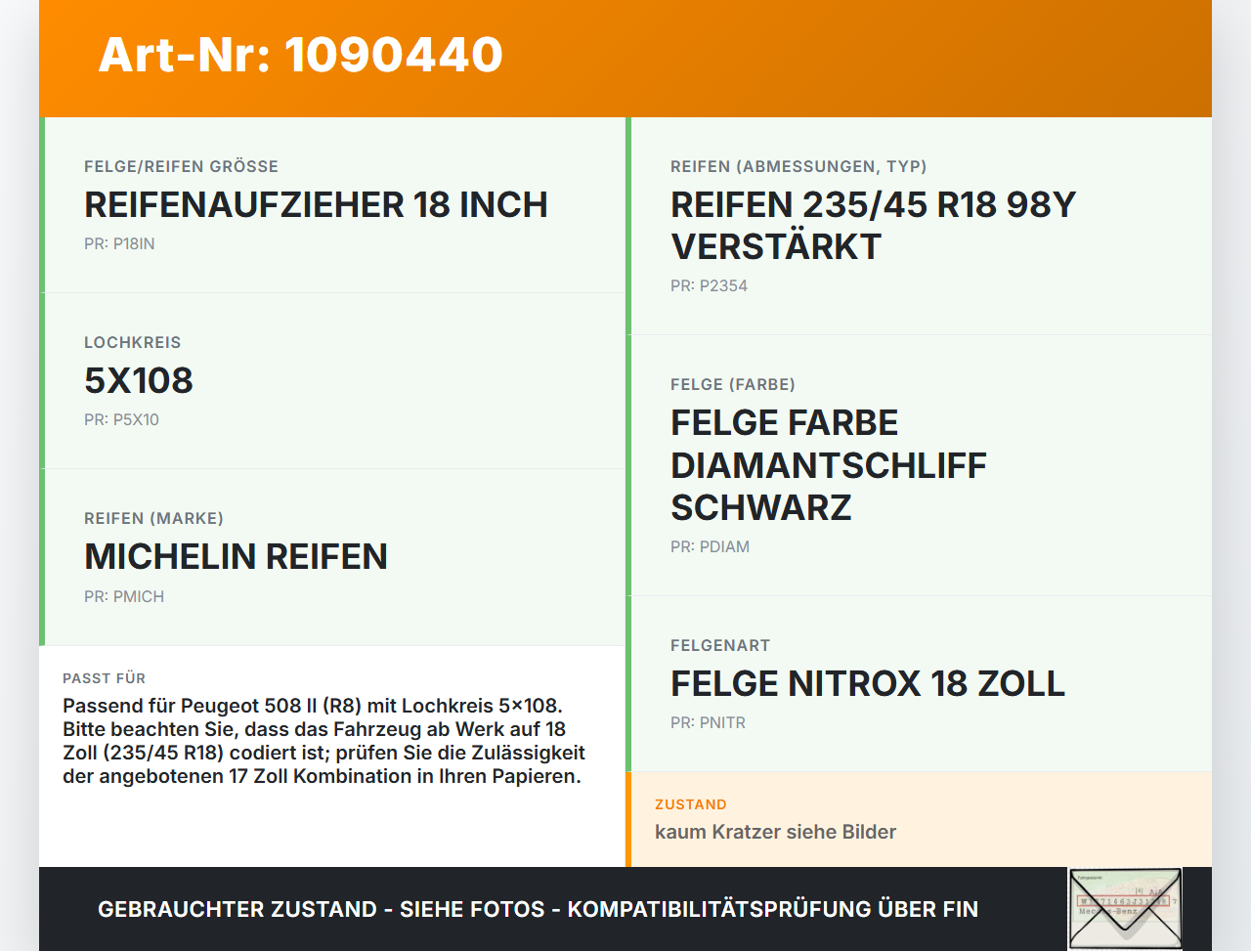 Peugeot 508 II 18-23 4 x Kompletträder Aluminiumfelge Winterreifen 215/55R17 5X108 Peugeot 508 II 18-23 16.07.2019... Vorschau 3