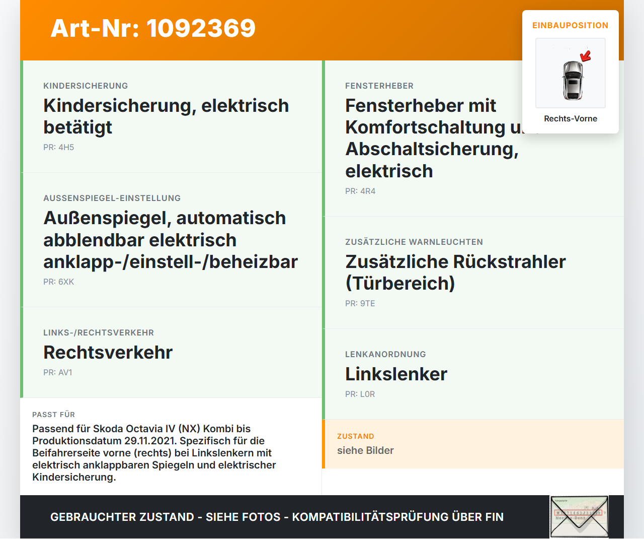 Skoda Octavia IV NX 20-24 Kombi Kabelbaum für Tür und Fensterheber Rechts Vorne Skoda Octavia IV NX 20-24... Vorschau 3