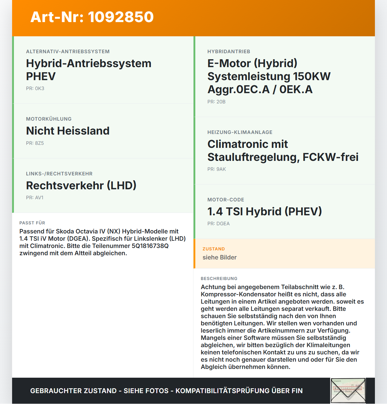 Skoda Octavia IV NX 20-24 Hybrid TSI iV 1,4 110KW Klimaschlauch Klimaleitung Skoda Octavia IV NX 20-24 26.04.2021... Vorschau 3