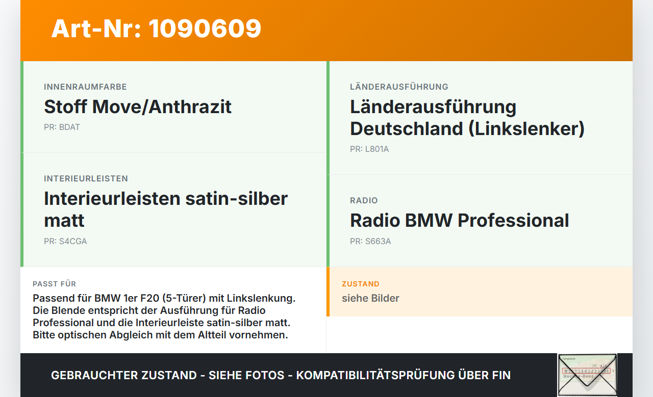 BMW 114i F20 11-15 Blende Innen Einbaurahmen BMW 114i F20 11-15 11.03.2013 gebraucht Vorschau 3