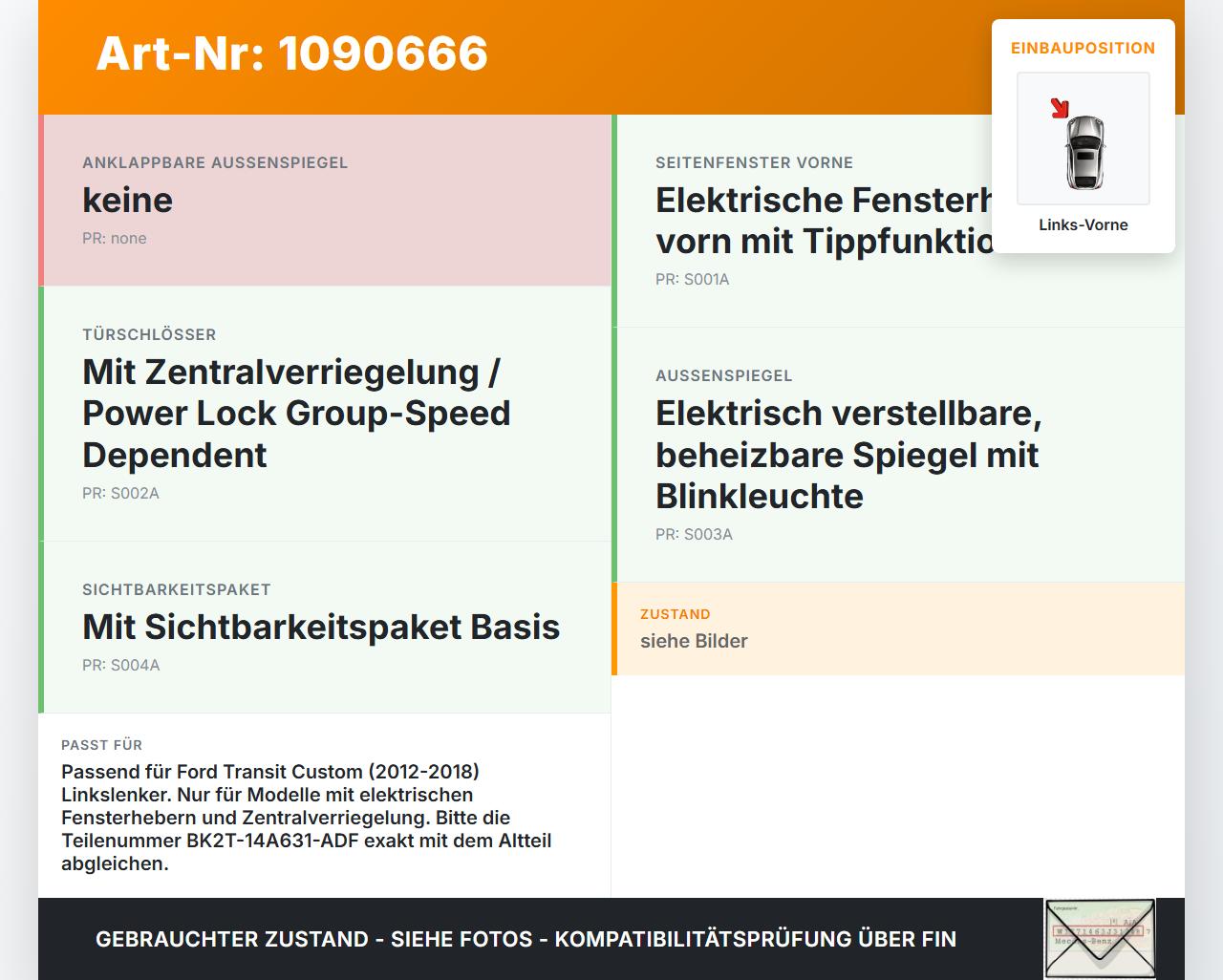 Ford Transit Custom 12-18 Kasten Kabelbaum für Tür und Fensterheber Links Vorne Ford Transit Custom 12-18... Vorschau 3
