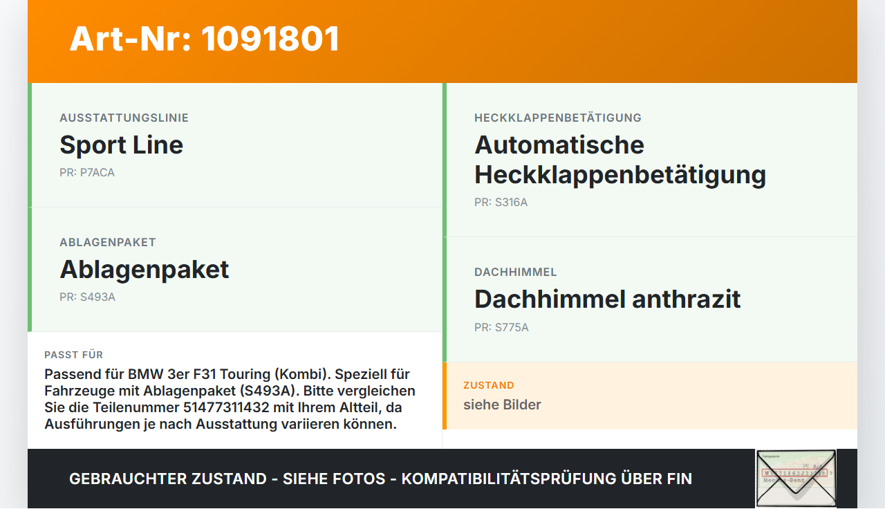 BMW 320d F31 12-15 Kombi Kofferraummatte Kofferraum Einlegeboden Teilstück BMW 320d F31 12-15 21.12.2012 7311432... Vorschau 3