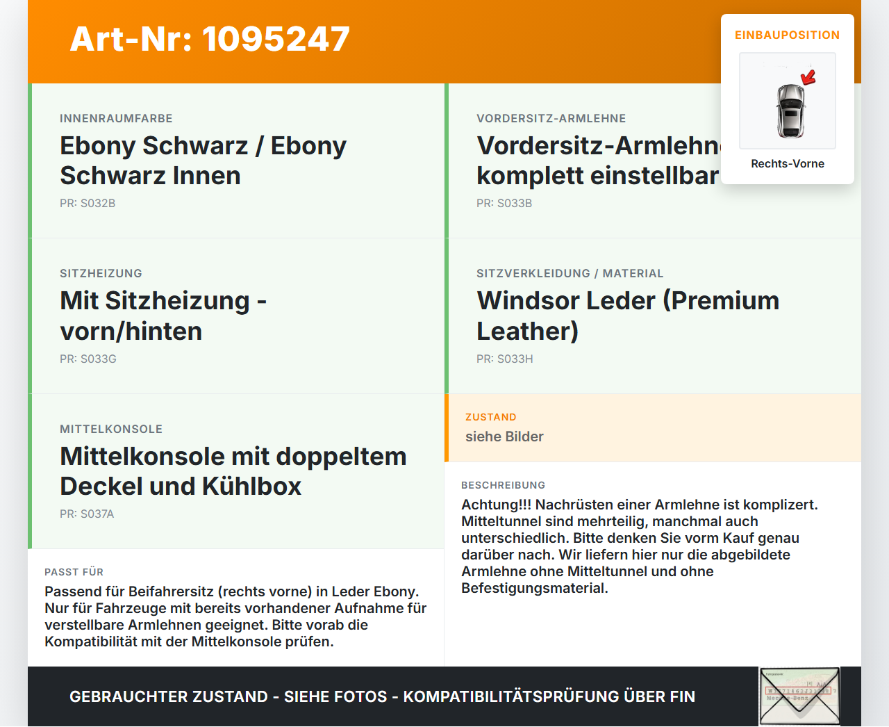 Land Rover Discovery 4 L319 09-13 Armlehne Auflage Auflage Innen für Beifahrersitz Rechts Vorne Land Rover... Vorschau 3