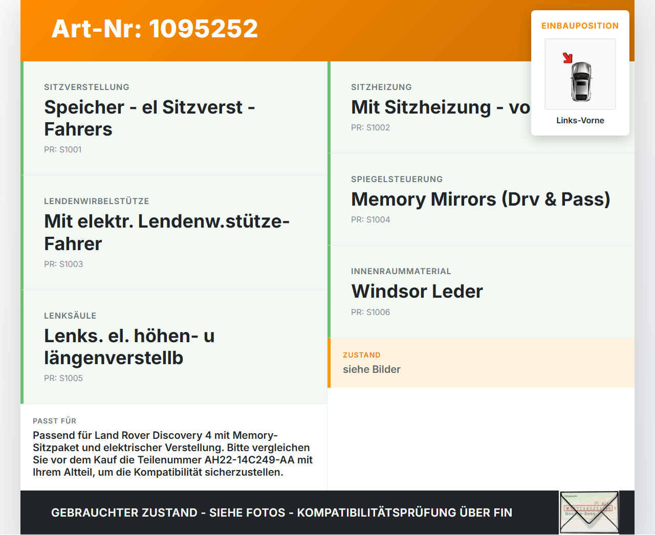 Land Rover Discovery 4 L319 09-13 Sitzsteuergerät Steuergerät Sitzverstellung Memory Links Vorne Land Rover... Vorschau 3