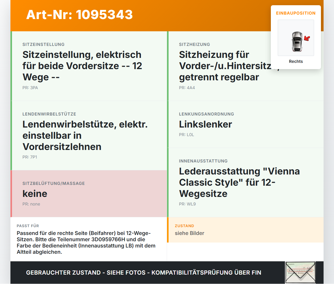 VW Phaeton 3D 02-07 Schalter Sitzverstellung Bedienelement Schalterblock Rechts VW Phaeton 3D 02-07 02.09.2004... Vorschau 3