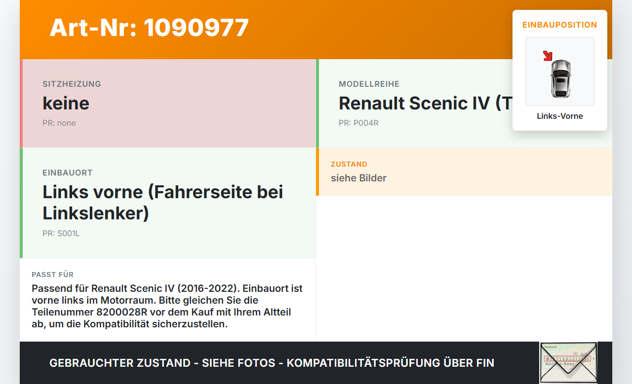 Renault Scenic IV R9 16-22 Wasserabweiser Wasserleitblech für Motorraum Links Vorne Renault Scenic IV R9 16-22... Vorschau 3