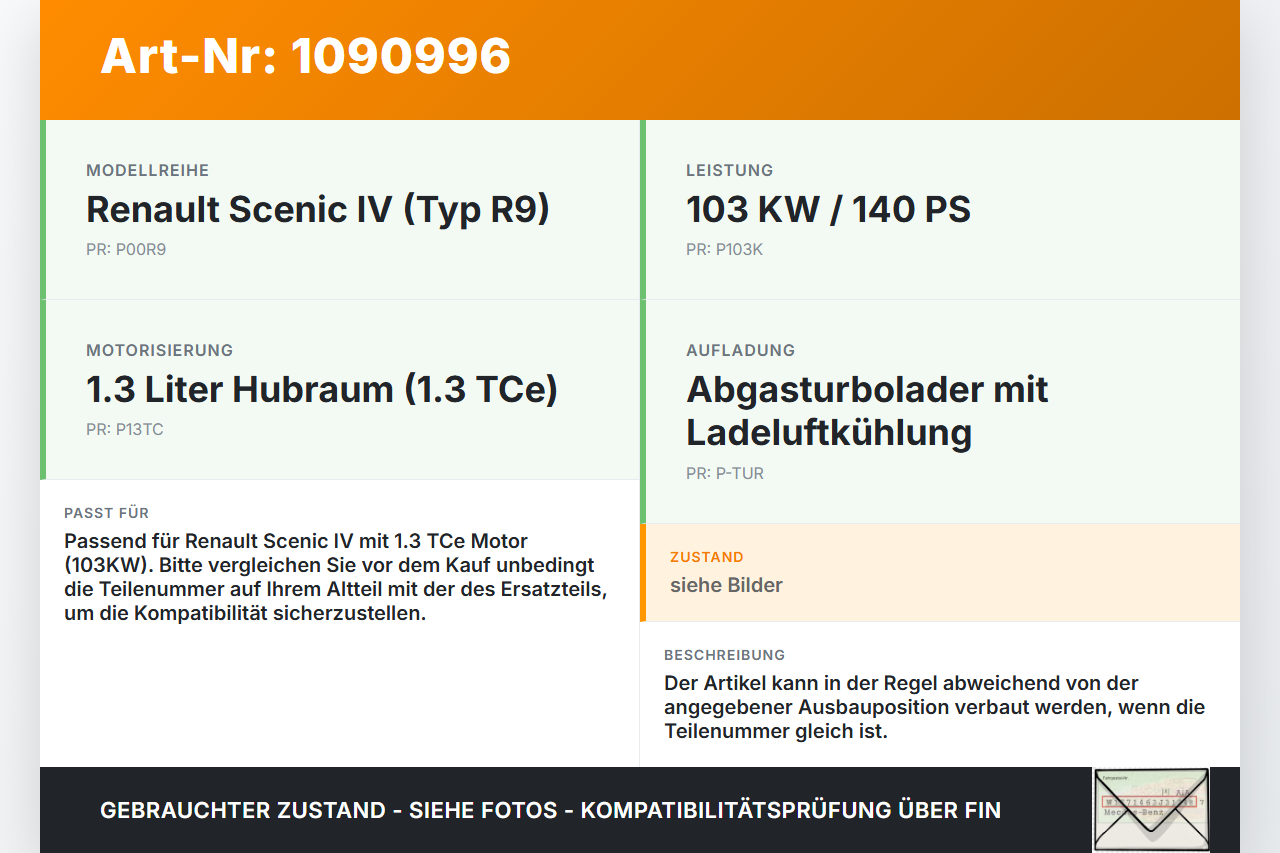 Renault Scenic IV R9 16-22 1,3 103KW Ansaugkanal Ladeluftführung Ladeluftkanal Renault Scenic IV R9 16-22... Vorschau 3
