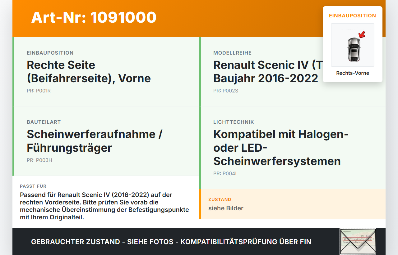 Renault Scenic IV R9 16-22 Halter Träger Führung Aufnahme für Scheinwerfer Rechts Vorne Renault Scenic IV R9 16-22... Vorschau 3