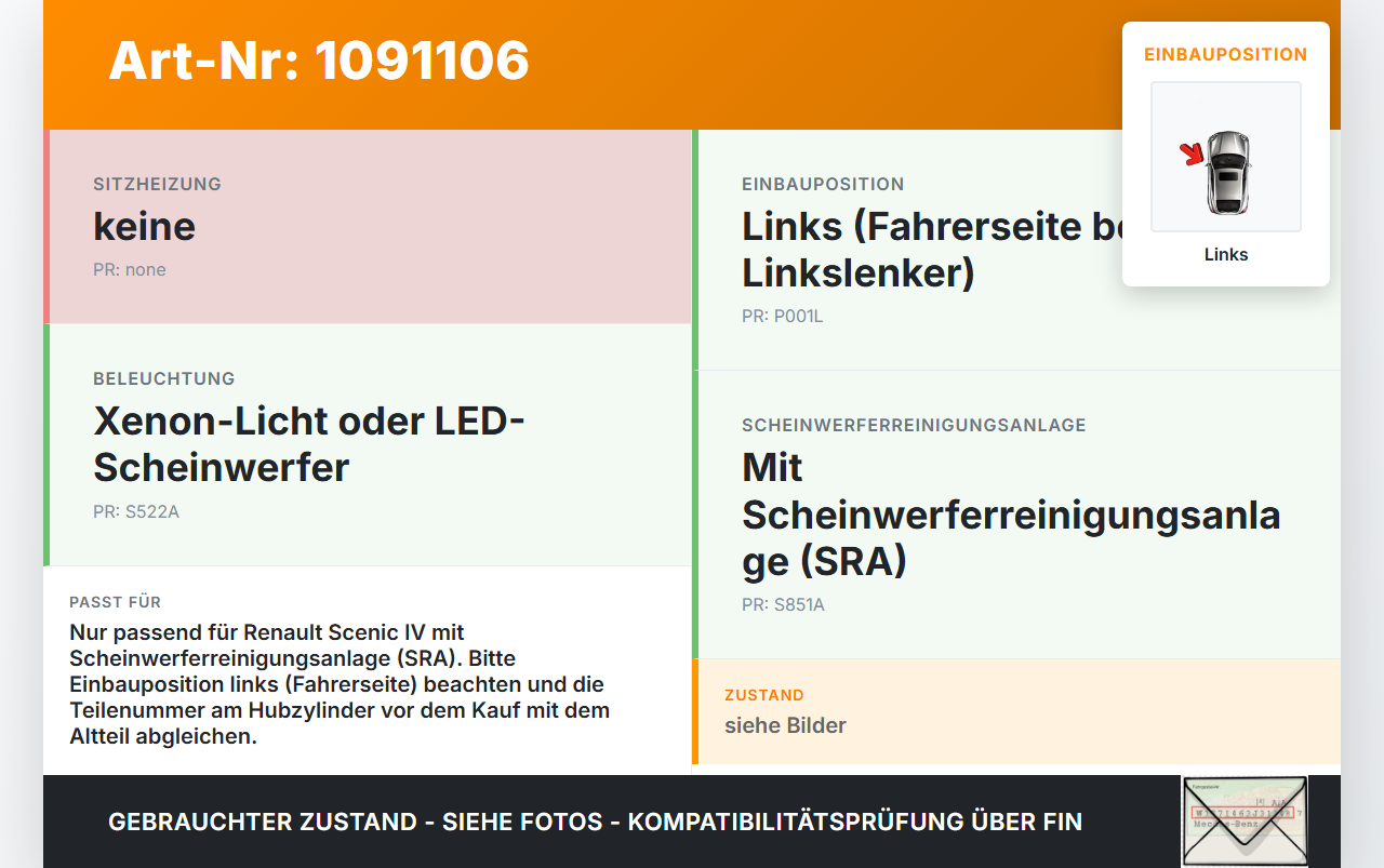 Renault Scenic IV R9 16-22 Waschdüse Hubzylinder SRA für Scheinwerfer Links Renault Scenic IV R9 16-22 01.04.2019... Vorschau 3