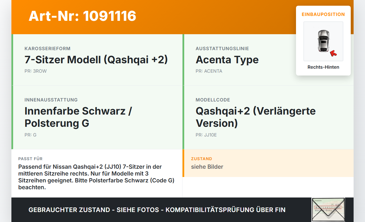 Nissan Qashqai +2 J10 10-13 Gurtschloss Rechts Hinten mittlere Reihe Nissan Qashqai +2 J10 10-13 15.01.2013 gebraucht Vorschau 3