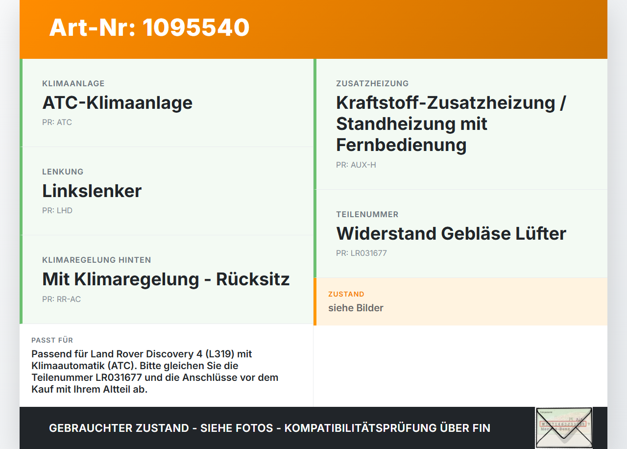 Land Rover Discovery 4 L319 09-13 Widerstand Gebläse Lüfter Land Rover Discovery 4 L319 09-13 11.04.2012 LR031677... Vorschau 3